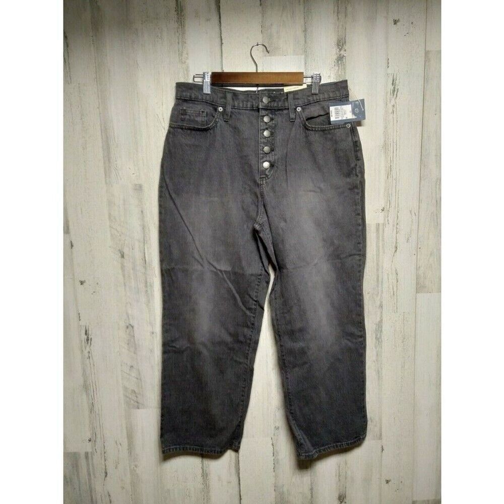 Universal Thread Women's High-Rise Vintage Straight Cropped Jeans Gray Wash 12